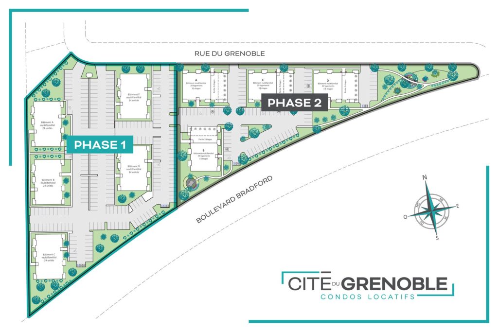 carte illustrant l'implémentation des bâtiments dans le projet Cité du Grenoble